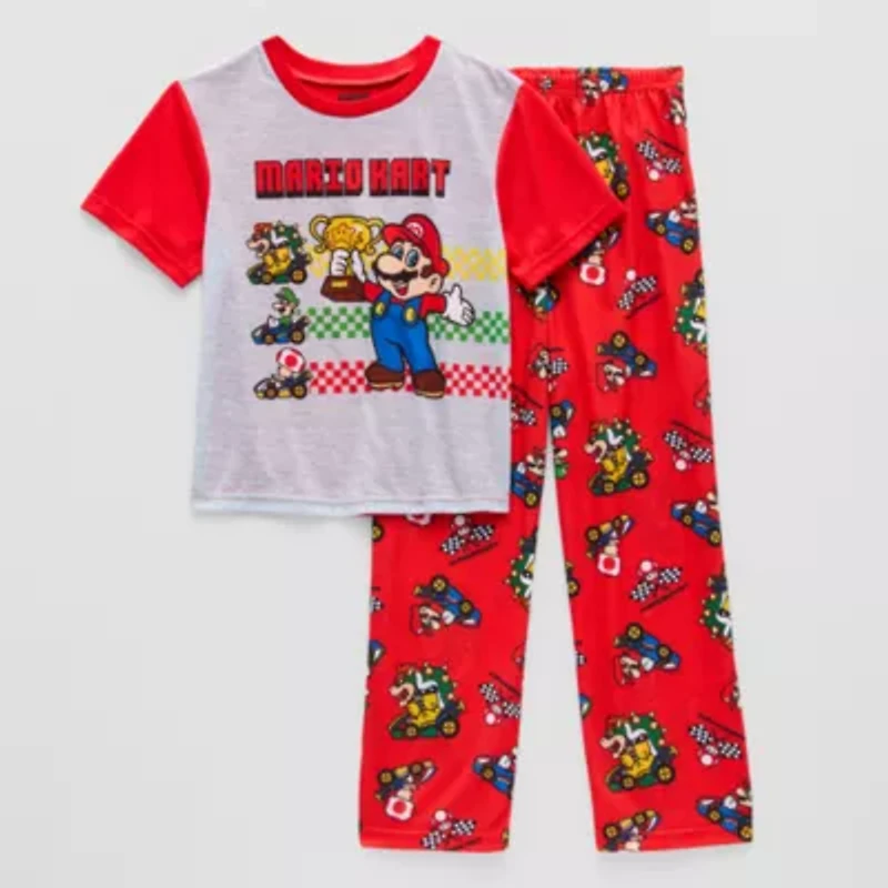 Little & Big Kid Boys Super Mario Crew Neck Short Sleeve 2-pc. Pajama Sets