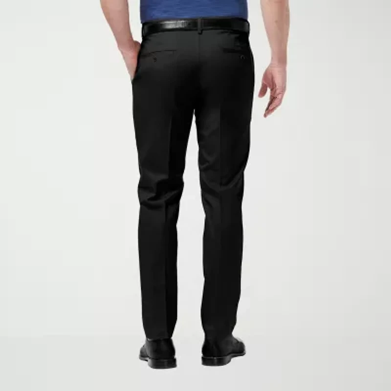 Haggar Premium No Iron Khaki Mens Comfort Waistband Slim Fit Flat Front Pant
