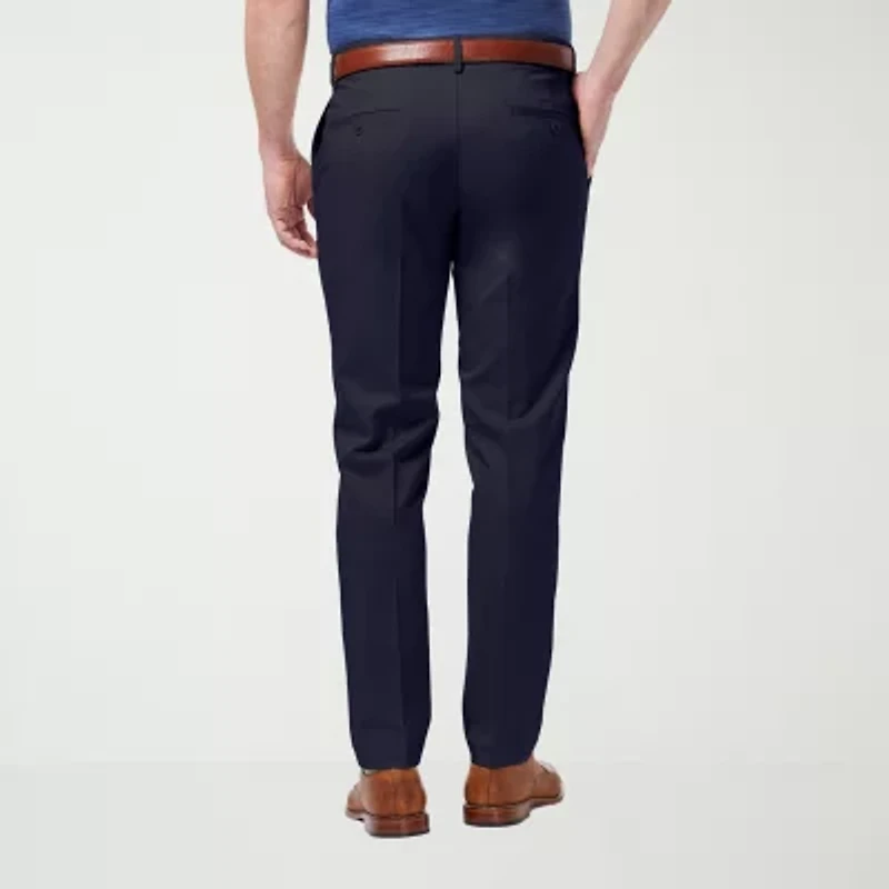 Haggar Premium No Iron Khaki Mens Comfort Waistband Slim Fit Flat Front Pant