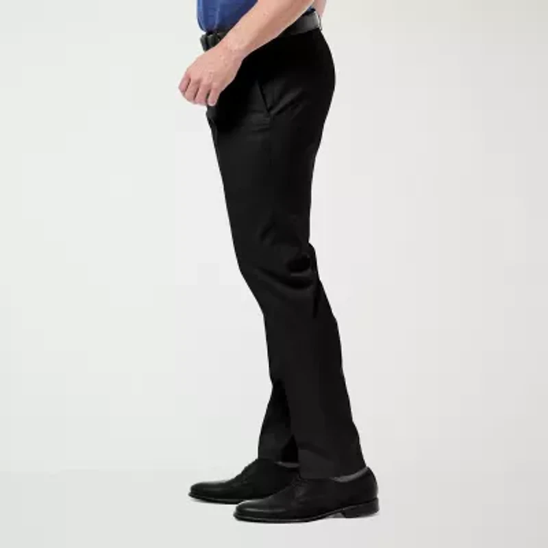 Haggar Premium No Iron Khaki Mens Comfort Waistband Slim Fit Flat Front Pant