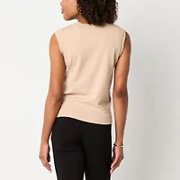 Liz Claiborne Womens Round Neck Sleeveless Pullover Sweater