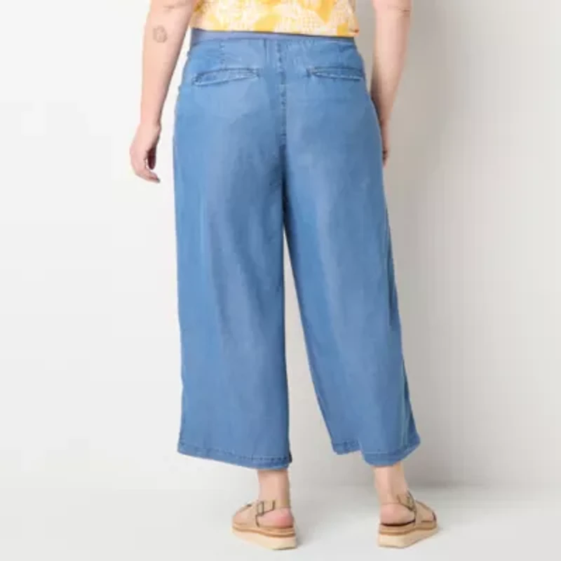 St. John's Bay Womens Plus Wide Leg High Rise Capri Pant