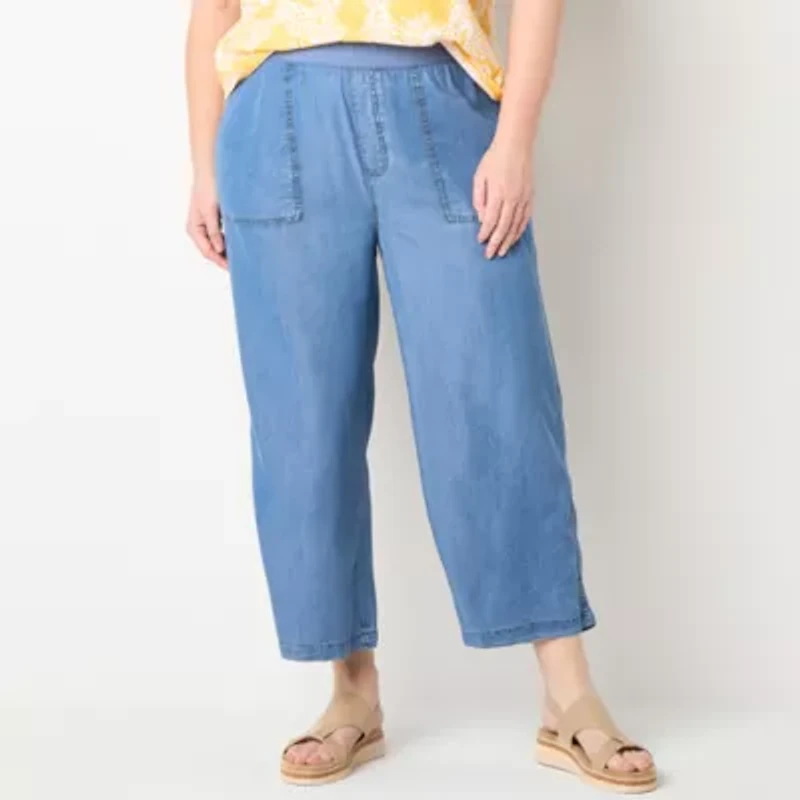 St. John's Bay Womens Plus Wide Leg High Rise Capri Pant