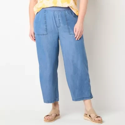 St. John's Bay Womens Plus Wide Leg High Rise Capri Pant