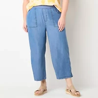 St. John's Bay Womens Plus Wide Leg High Rise Capri Pant