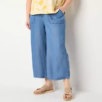 St. John's Bay Womens Plus Wide Leg High Rise Capri Pant