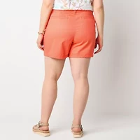 St. John's Bay Womens 6" Mid Rise Plus Chino Short