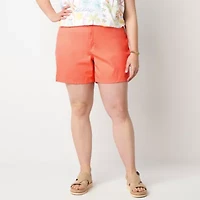St. John's Bay Womens 6" Mid Rise Plus Chino Short