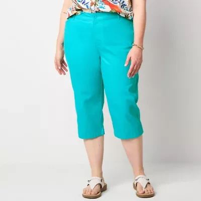 St. John's Bay Secretly Slender Womens Plus Straight Mid Rise Capri Pant