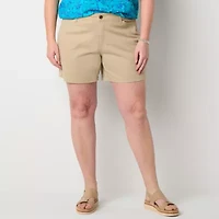 St. John's Bay Womens 8" Mid Rise Plus Chino Short