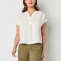 a.n.a Womens Split Crew Neck Sleeveless Blouse