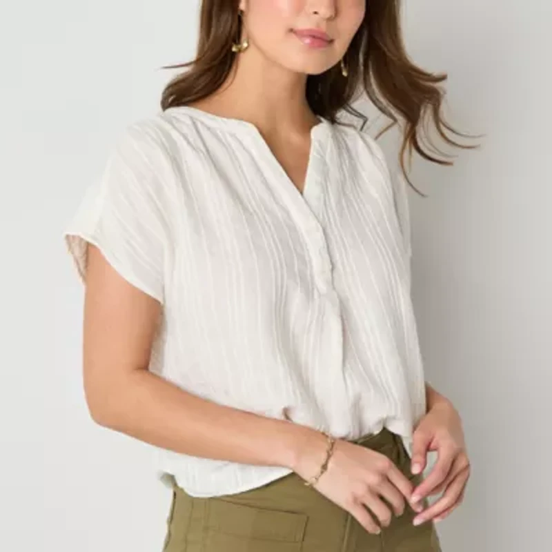 a.n.a Womens Split Crew Neck Sleeveless Blouse
