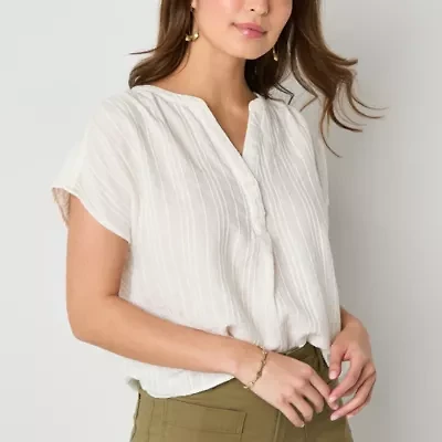 a.n.a Womens Split Crew Neck Sleeveless Blouse