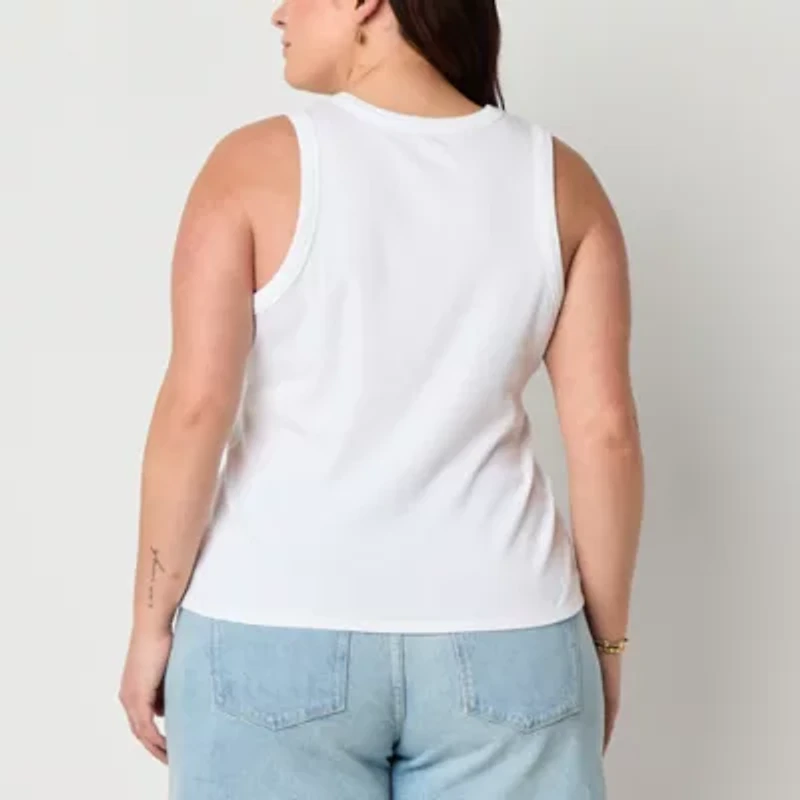 a.n.a Womens Plus Crew Neck Sleeveless Tank Top