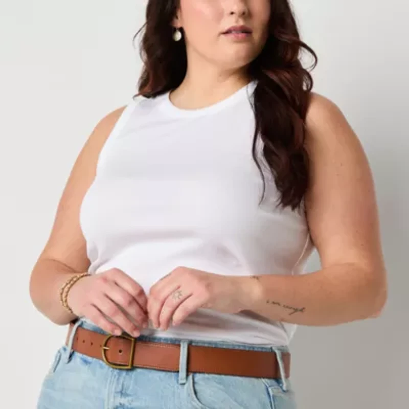 a.n.a Womens Plus Crew Neck Sleeveless Tank Top
