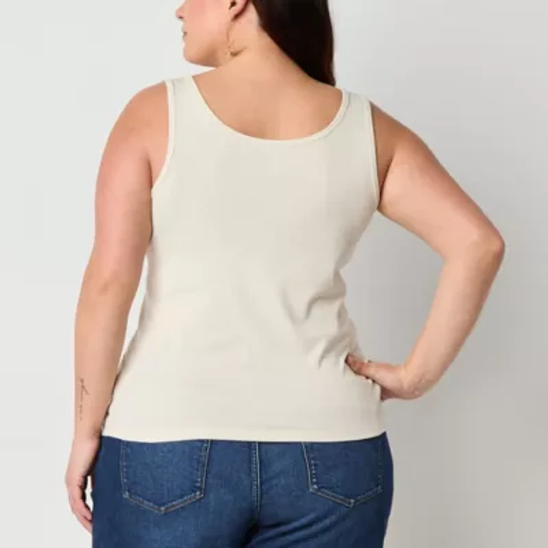 a.n.a Womens U Neck Sleeveless Plus Tank Top