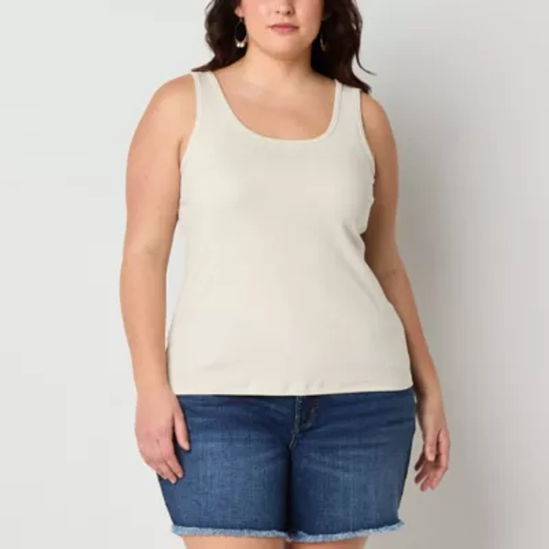 a.n.a Womens U Neck Sleeveless Plus Tank Top