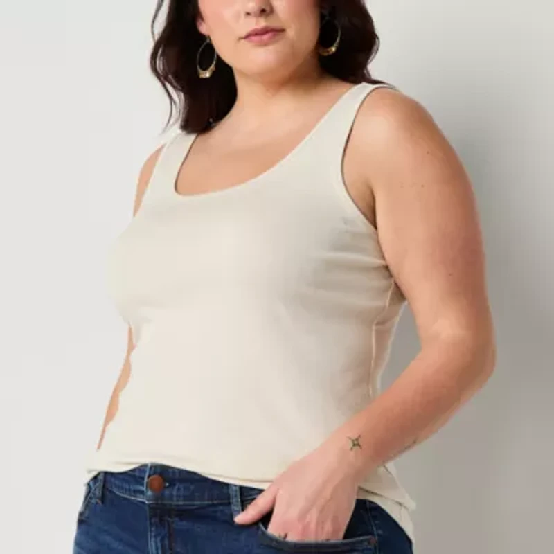 a.n.a Womens U Neck Sleeveless Plus Tank Top