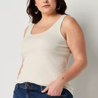 a.n.a Womens U Neck Sleeveless Plus Tank Top