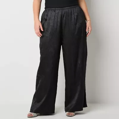 Bold Elements Womens Wide Leg Mid Rise Regular Fit Plus Pull-On Pant