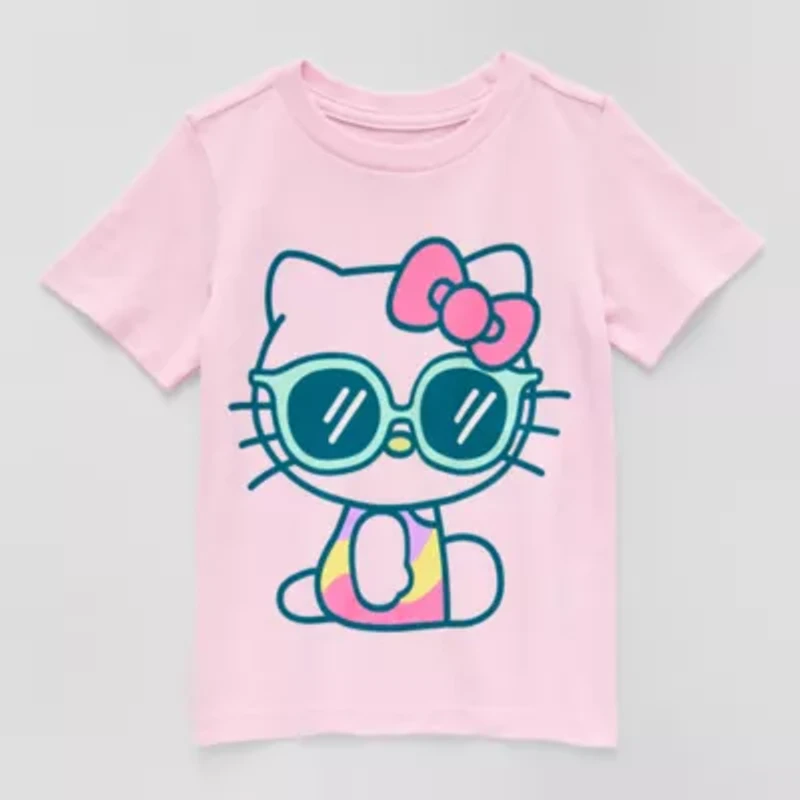 Toddler Girls Crew Neck Short Sleeve Regular Fit Hello Kitty Graphic T-Shirt