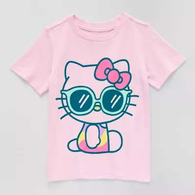 Toddler Girls Crew Neck Short Sleeve Regular Fit Hello Kitty Graphic T-Shirt
