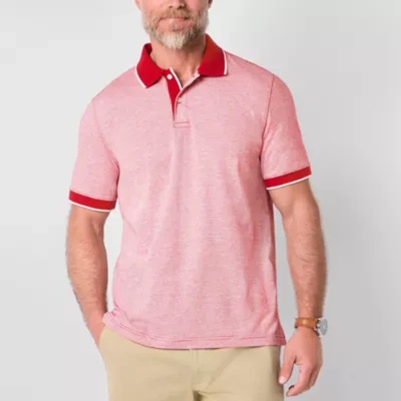 St. John's Bay Textured Premium Stretch Mens Classic Fit Short Sleeve Polo Shirt