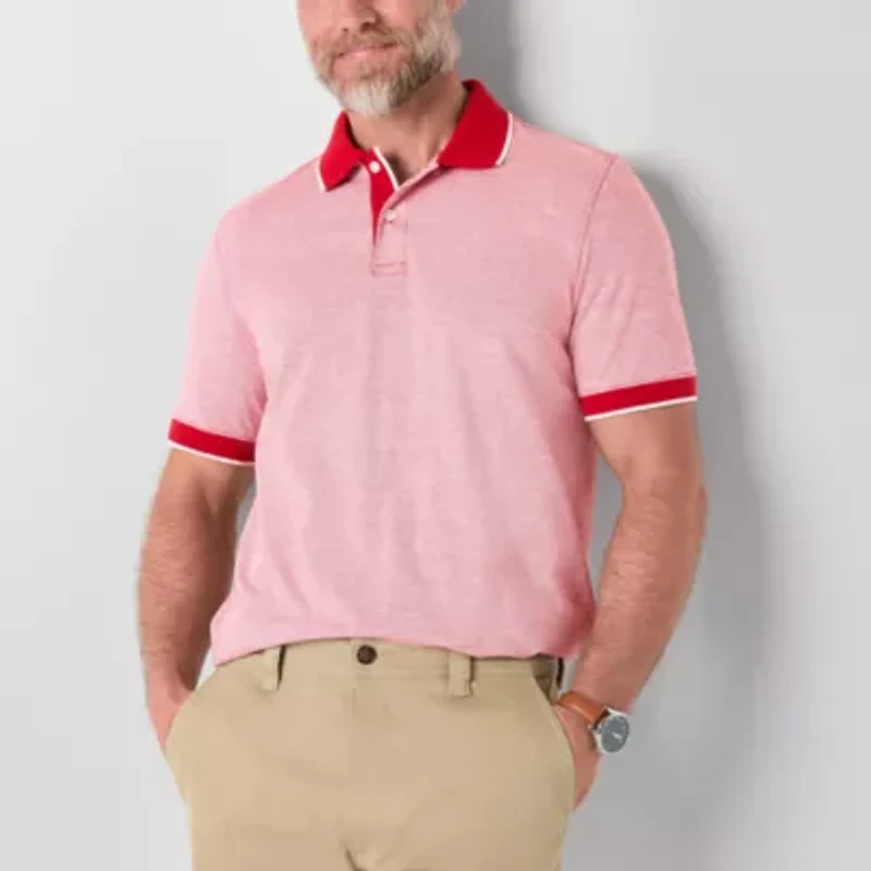 St. John's Bay Textured Premium Stretch Mens Classic Fit Short Sleeve Polo Shirt