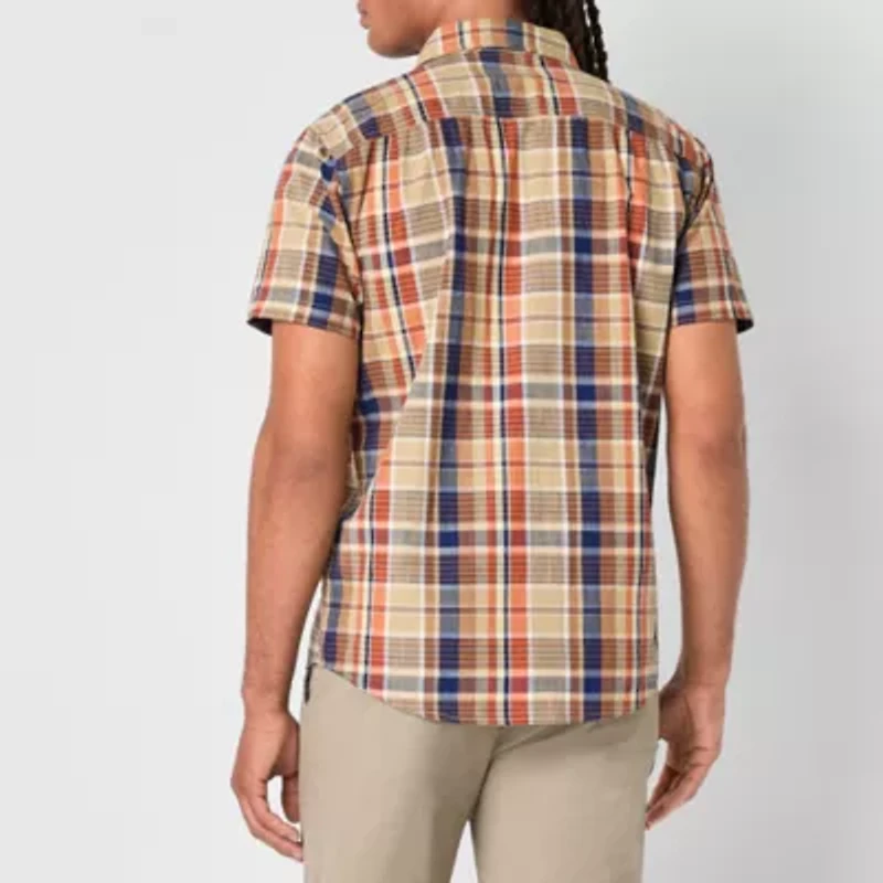 mutual weave Mens Short Sleeve Regular Fit Button-Down Shirt