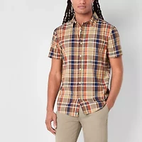 mutual weave Mens Short Sleeve Regular Fit Button-Down Shirt