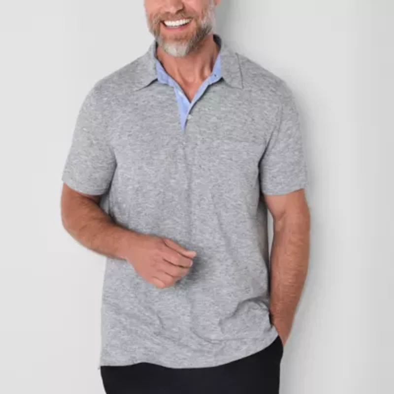 St. John's Bay Sueded Jersey Mens Classic Fit Short Sleeve Polo Shirt