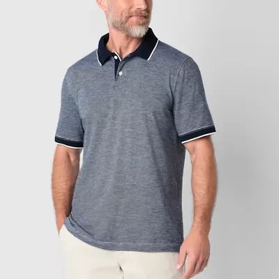 St. John's Bay Textured Premium Stretch Mens Classic Fit Short Sleeve Polo Shirt