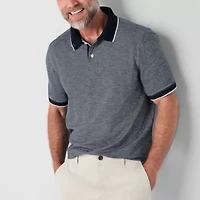St. John's Bay Textured Premium Stretch Mens Classic Fit Short Sleeve Polo Shirt