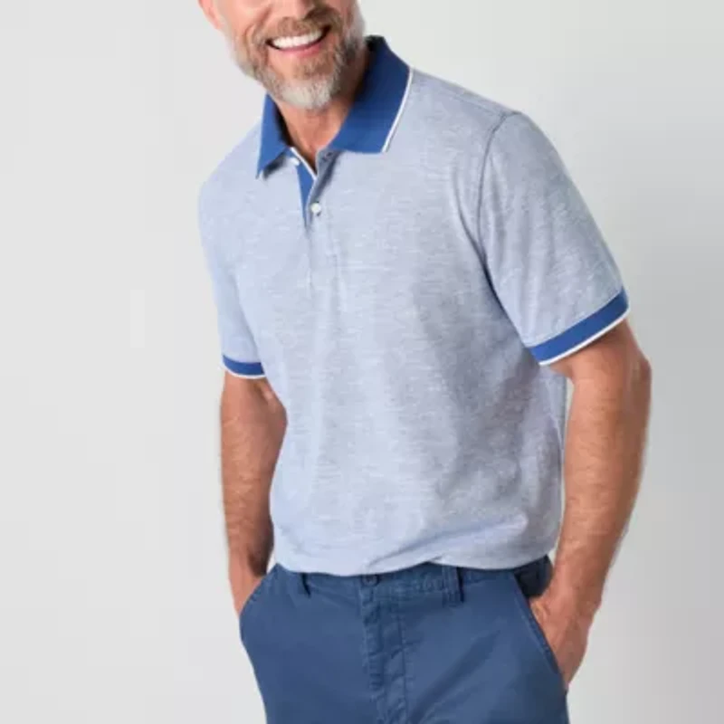 St. John's Bay Textured Premium Stretch Mens Classic Fit Short Sleeve Polo Shirt