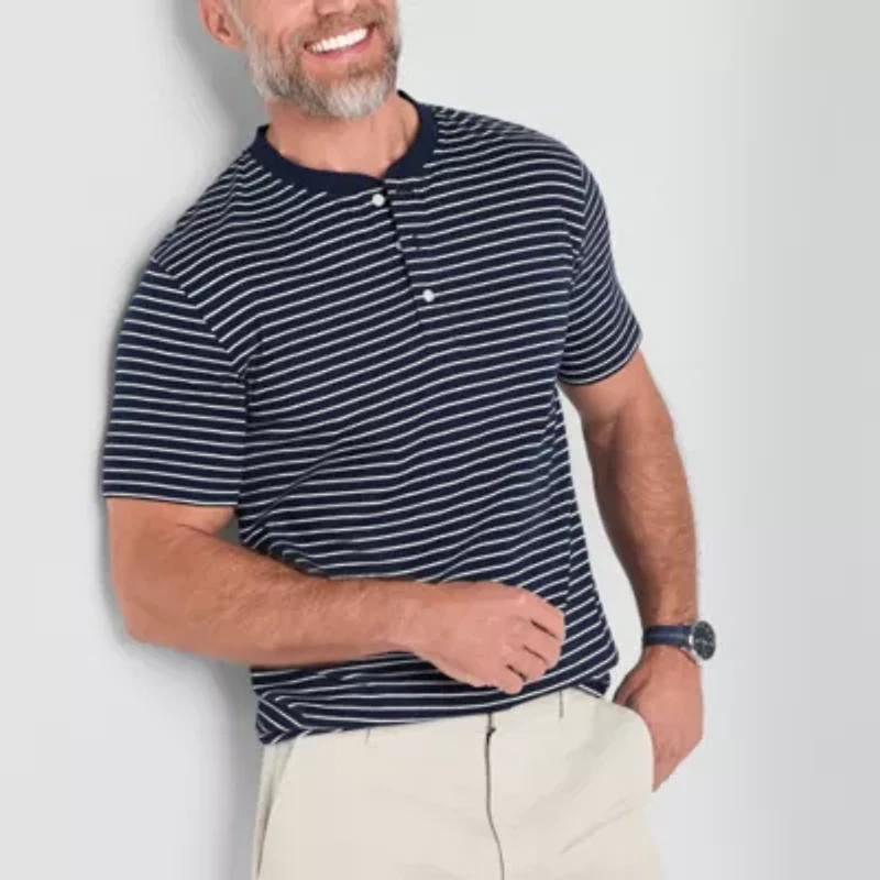 St. John's Bay Mens Short Sleeve Classic Fit Henley Shirt
