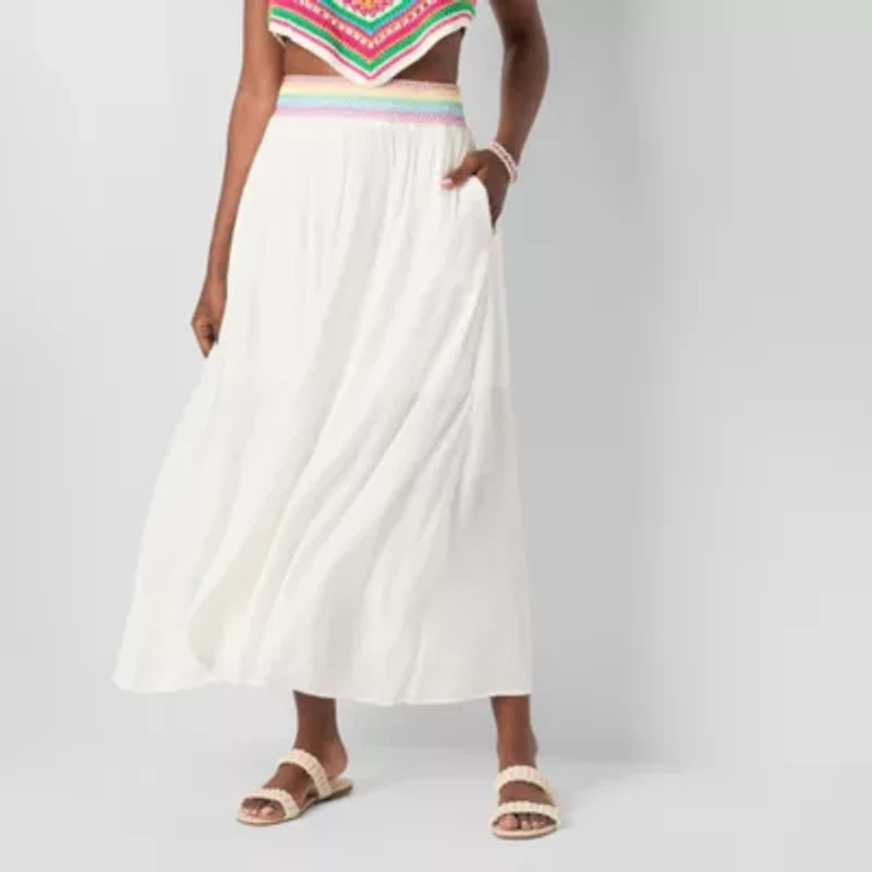 Hope & Wonder Pride Womens Rainbow Waist Maxi Skirt