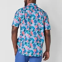 St. John's Bay Breathable Performance Mens Short Sleeve Classic Fit Big and Tall Button-Down Shirt