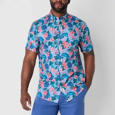 St. John's Bay Breathable Performance Big and Tall Mens Classic Fit Short Sleeve Button-Down Shirt