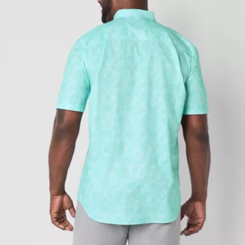 St. John's Bay Breathable Performance Mens Short Sleeve Classic Fit Big and Tall Button-Down Shirt