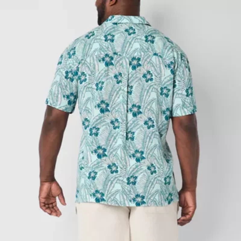 St. John's Bay Button-Down Mens Short Sleeve Breathable Big and Tall Camp Shirt