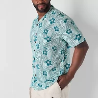 St. John's Bay Button-Down Mens Short Sleeve Breathable Big and Tall Camp Shirt