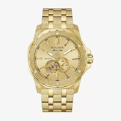 Bulova Mens Automatic Gold Tone Stainless Steel Bracelet Watch 97a200