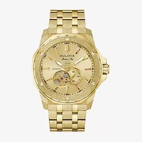 Bulova Mens Automatic Gold Tone Stainless Steel Bracelet Watch 97a200