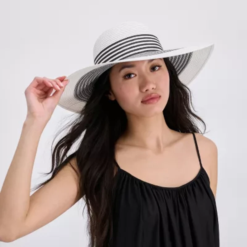 JS Jessica Simpson Black And White Stripe Womens Floppy Hat