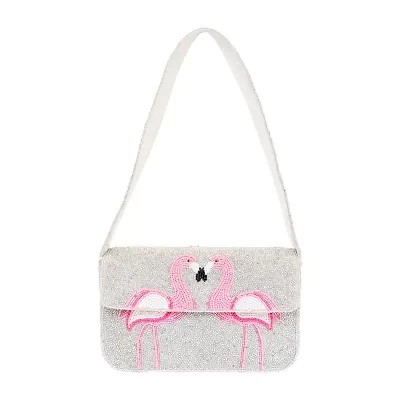 SOL and MER Beaded Flamingo Shoulder Bag