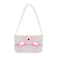 SOL and MER Beaded Flamingo Shoulder Bag
