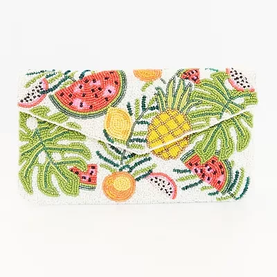 SOL and MER Beaded Fruits Beaded Clutch
