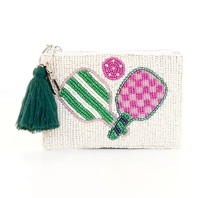 SOL and MER Beaded Pickleball Coin Purse Womens Wallet