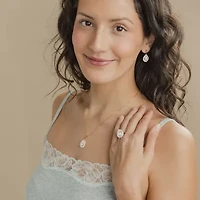 (F / Vs2) Womens 3 CT. T.W. Lab Grown White Diamond 10K Gold Pear Halo Cocktail Ring