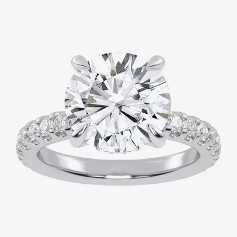 (G-H / Si1-Si2) Womens 2 1/4 CT. T.W. Lab Grown White Diamond 14K Gold Round Side Stone Engagement Ring
